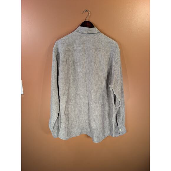 Tommy Bahama Relax Men's 100% Linen Gray/Brown Button Down Shirt - Size L - Picture 2 of 10